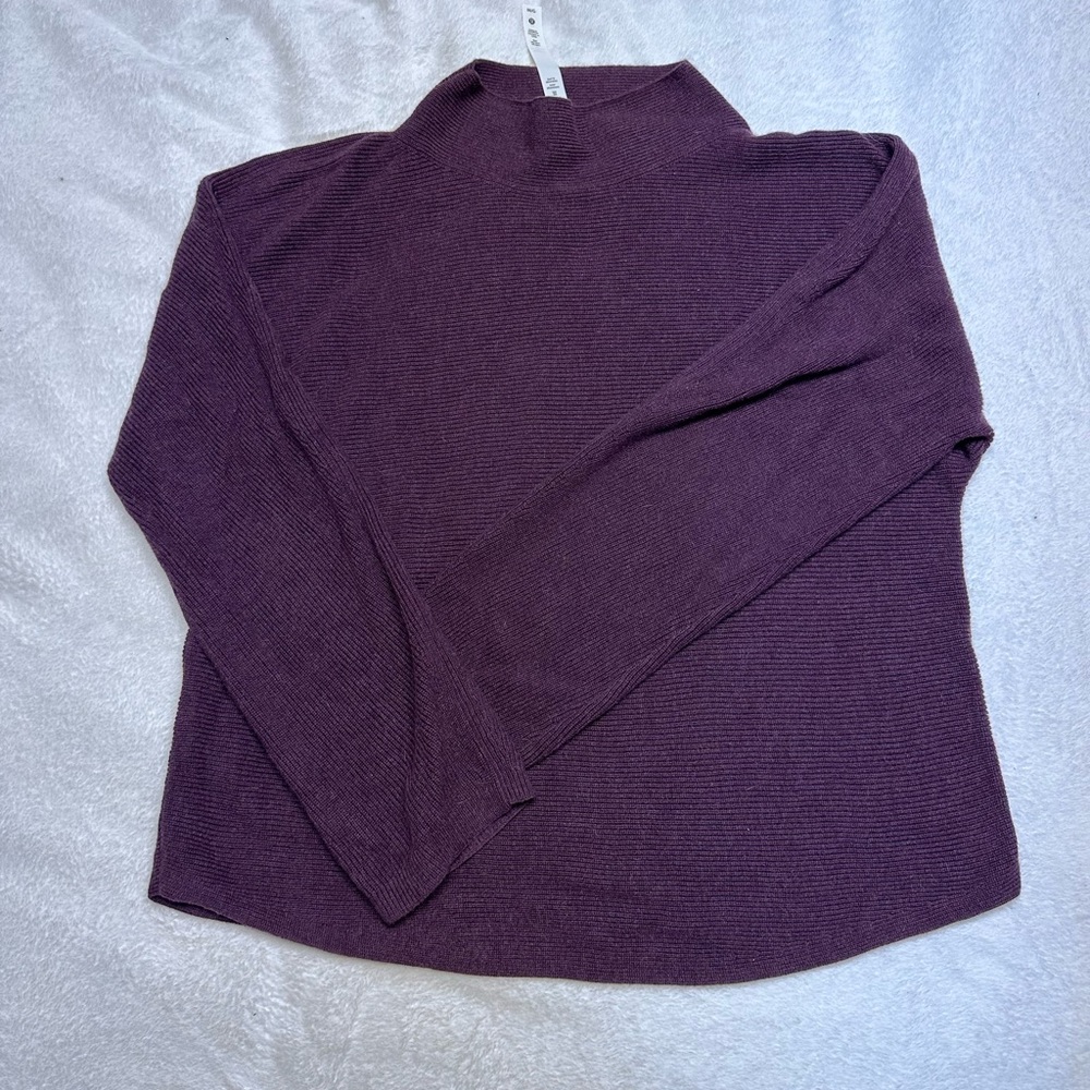 Lululemon Boxy Cotton Blend Sweater Plum Color Size M/L